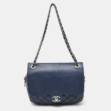 Top Quality Chanel Blue Quilted Aged Leather New Shoulder Bag