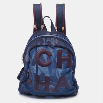 Top Quality Chanel Blue/Pink Mesh Logo Backpack