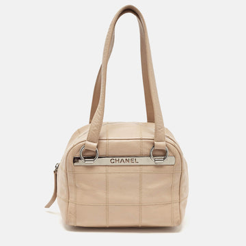 Top Quality Chanel Beige Square Quilt Leather Leather LAX Bowler Bag