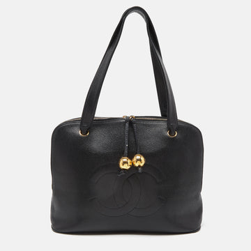 Top Quality Chanel Black Leather Leather Vintage CC Timeless Satchel