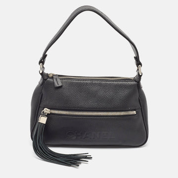 Top Quality Chanel Black Leather Lax Front Zip Bag