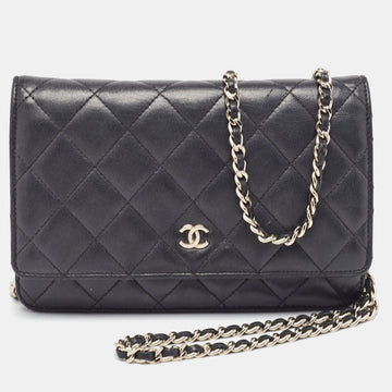 Top Quality Chanel Black Quilted Leather CC Wallet on Chain