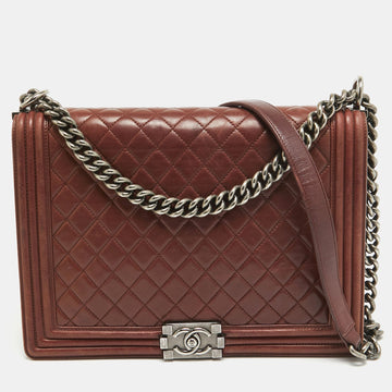 Top Quality Chanel Burgundy Quilted Leather Large Boy Bag