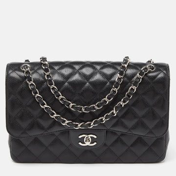 Top Quality Chanel Black Leather Quilted Leather Jumbo Classic Double New Bag