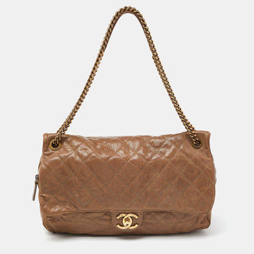 Top Quality Chanel Brown Quilted Leather Leather Large Shiva New Bag
