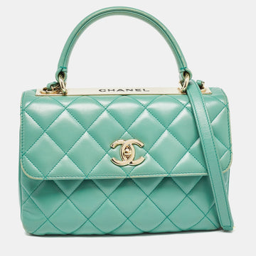 Top Quality Chanel Aqua Green Quilted Leather Small Trendy CC New Bag