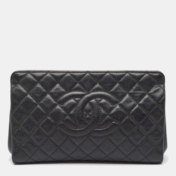 Top Quality Chanel Black Leather Leather CC Frame Clutch