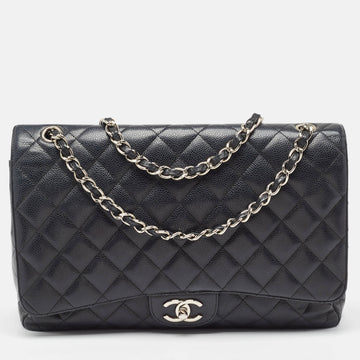 Top Quality Chanel Black Quilted Leather Leather Maxi Classic Double New Bag