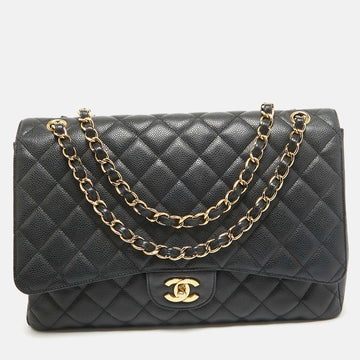 Top Quality Chanel Black Quilted Leather Leather Maxi Classic Single New Bag