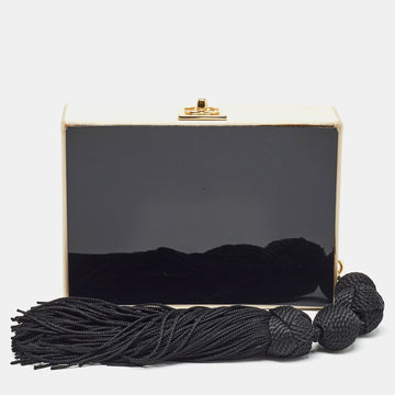 Top Quality Chanel Beige/Black Satin Vintage Box Bag