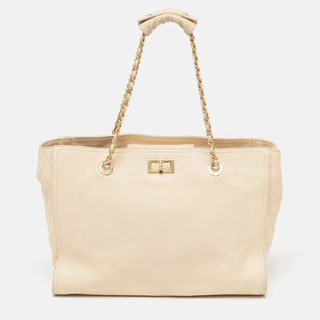 Top Quality Chanel Beige Leather Leather Reissue Large Shopper Tote