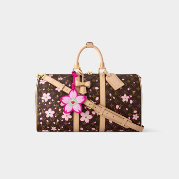LV x TM Keepall Bandoulière 45 Monogram Cherry Blossom Motifs
