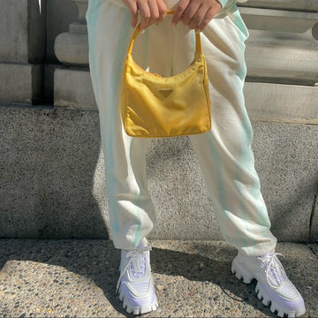 PRADA yellow nylon Hobo
