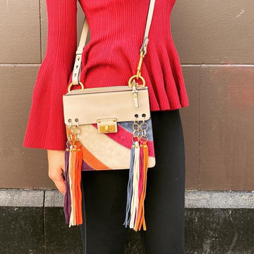 CHLOE Suede Leather Small Jane Tassel Bag