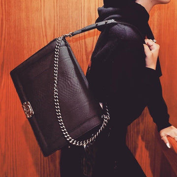 CHANEL le Boy XL snakeskin shoulder bag