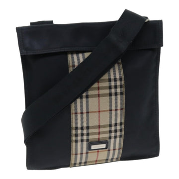 Burberry Nova Check Shoulder Bag Nylon Beige Black Auth mr272