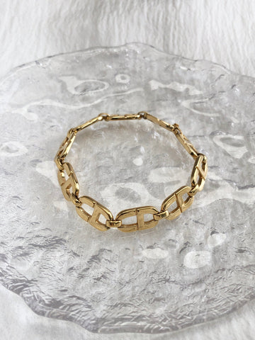 Christian Dior CD Logo Motif Bracelet Gold Vintage vjfg4u