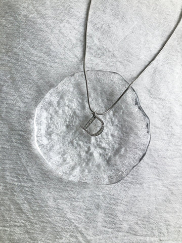 Christian Dior Logo Stone Necklace Silver Vintage y5kgpi