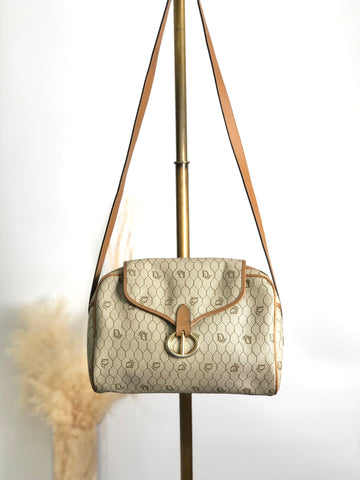 Christian Dior Honeycomb Pattern Shoulder bag Beige Vintage x5m4cu