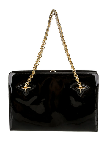 Gucci black  leather Kelly bag with gold chain accents!