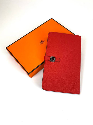 Hermès red Dogon Duo wallet
