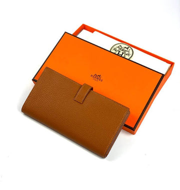 Hermès brown Bearn Compact Wallet, Leather Etoupe and Gold Hardware