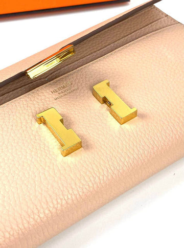 Hermès Beige Leather Constance Long Wallet PHW