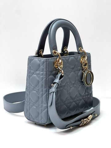 Christian Dior LADY DIOR MY ABCDior Leather/denim Blue Cannage