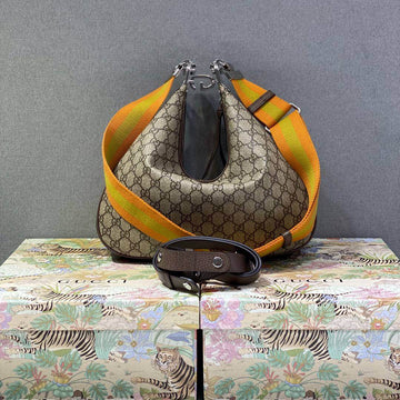 Gucci Attache small shoulder bag Beige and ebony GG Supreme Leather/canvas