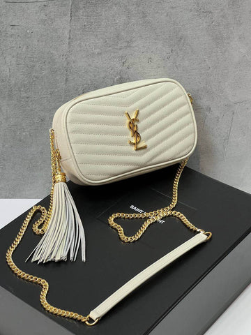 LOU MINI BAG IN QUILTED GRAIN DE POUDRE EMBOSSED LEATHER white