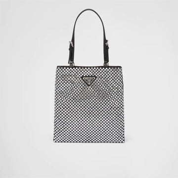 Satin handbag with crystals