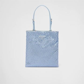 Satin handbag with crystals