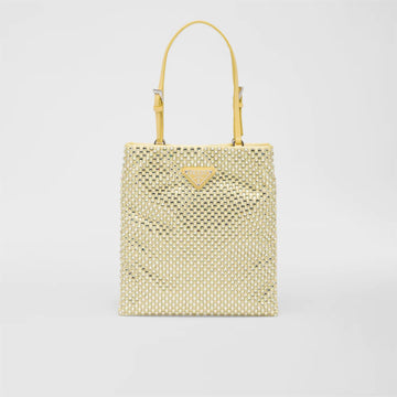 Satin handbag with crystals