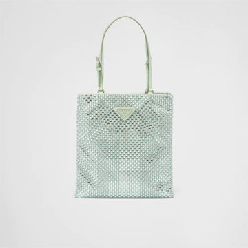 Satin handbag with crystals