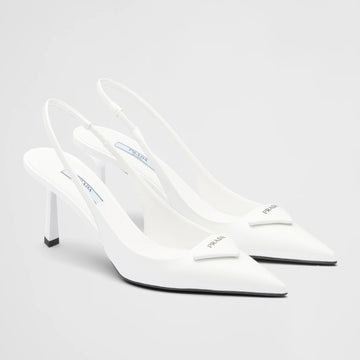 Brushed leather slingback pumps