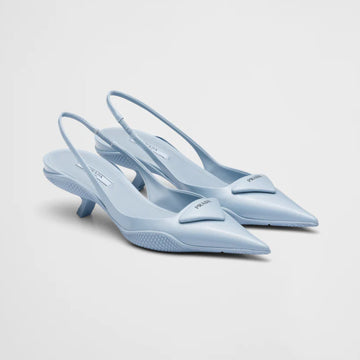 Brushed leather slingback pumps
