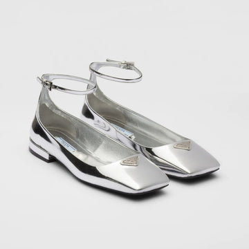Metallic leather ballerinas