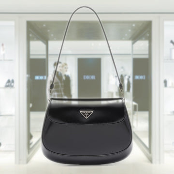 Prada Cleo brushed leather shoulder bag with flap