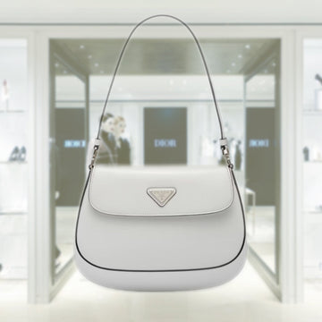 Prada Cleo brushed leather shoulder bag with flap