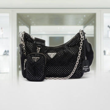 Prada Re-Edition 2005 satin bag with crystals