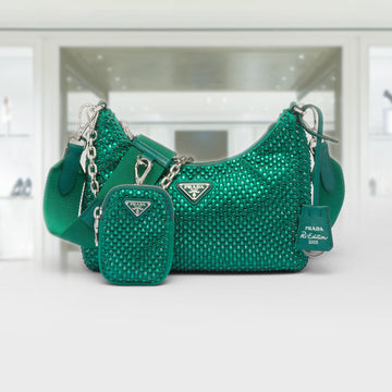 Prada Re-Edition 2005 satin bag with crystals