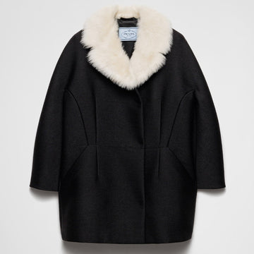Double-breasted granité twill caban jacket