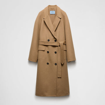 Double-breasted cashgora coat