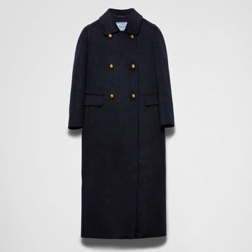 Double-breasted cashgora coat