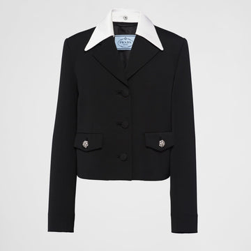 Single-breasted wool and satin jacket