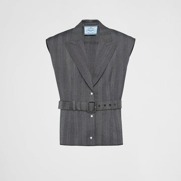 Single-breasted pinstripe wool vest