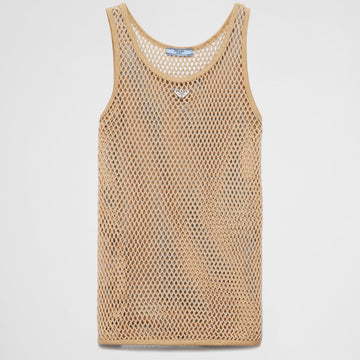 Sleeveless cotton mesh top