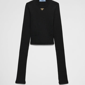 Ribbed knit jersey top