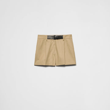 Twill shorts with leather belt
