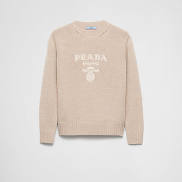 Cashmere and wool Prada logo crew-neck sweater